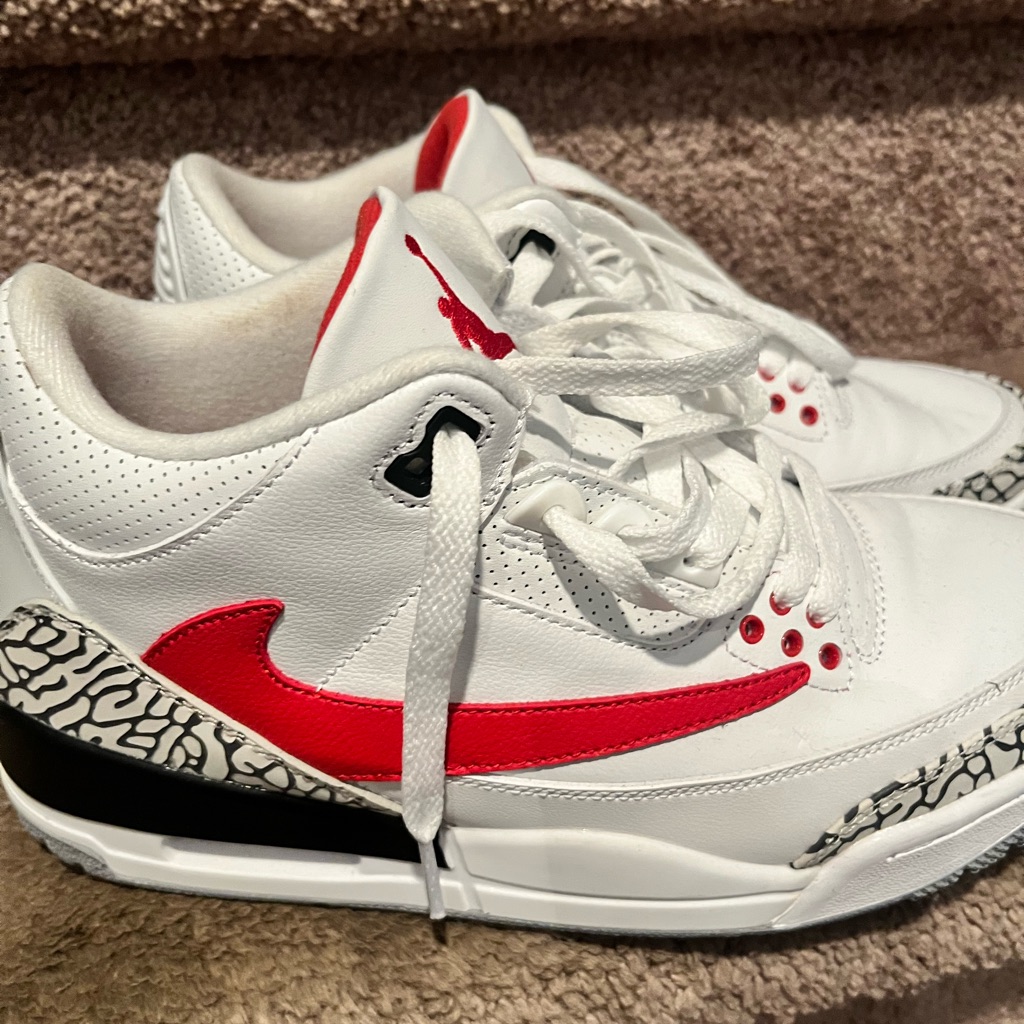 Awesome Jordan Size 9 White And Red Sneakers. Belong To My Son. Awesome!